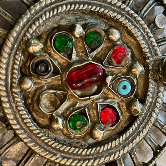 Rare vintage Afghani large necklace pendant with beads +glass stone - Picture 6 of 8